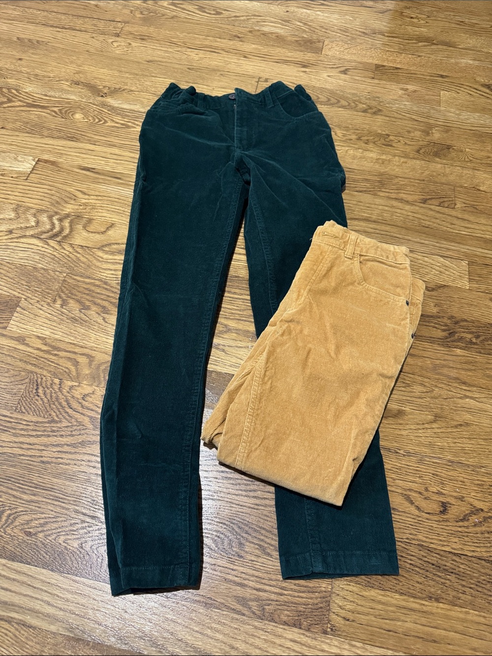 Kids Corduroy Pants - Dark Green and Camel